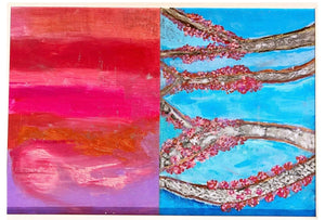 Cherry Blossoms by a.muse, Contemporary Painting of Trees, Framed