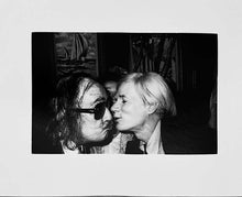 Load image into Gallery viewer, Andy Kissing Dali by Christopher Makos, Black and White Photographic Portrait of Celebrity Artists