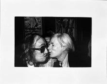 Load image into Gallery viewer, Andy Kissing Dali by Christopher Makos, Black and White Photographic Portrait of Celebrity Artists