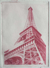 Load image into Gallery viewer, Eiffel Tower II by Roberta Fineberg, Paris, Pink Art Monoprint