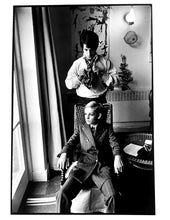 Load image into Gallery viewer, Twiggy by Burt Glinn, London, England, Black-and-White Photography 1960s of Pop Star and Her Agent