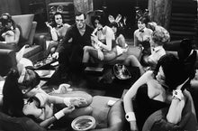 Load image into Gallery viewer, Hugh Hefner by Burt Glinn, Vintage Black-and-White Photograph of Playboy Bunnies 1960s
