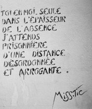 Load image into Gallery viewer, Miss Tic in Paris by Roberta Fineberg, Black-and-White Portrait of Contemporary French Woman Graffiti Artist