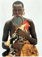 Load image into Gallery viewer, Rooster by Jean-Michel Voge, Tribal Woman from the Omo Valley in Ethiopia, Africa 1990s