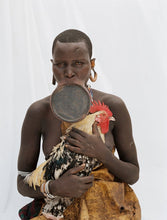 Load image into Gallery viewer, Rooster by Jean-Michel Voge, Tribal Woman from the Omo Valley in Ethiopia, Africa 1990s