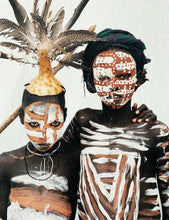 Load image into Gallery viewer, Two Hats by Jean-Michel Voge, Tribal Children Ethiopia, Africa, Photography on Handmade Japanese Paper