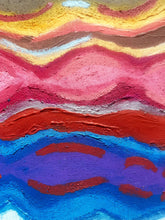 Load image into Gallery viewer, Colorful abstract painting with wavy patterns in red, blue, pink, and yellow.