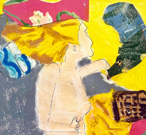 Yellow Hair by a.muse, Collage Art on Paper by Woman Artist