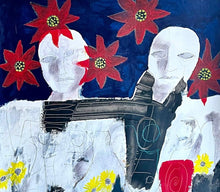Load image into Gallery viewer, Two Men and a Horse by African American Artist Bai, Contemporary Art on Paper

