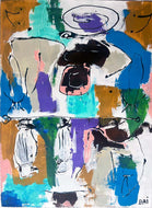 Live Composition 1 by Carl Karni Bain (Bai), Jazz-inspired Painting on Paper