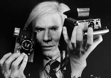 Load image into Gallery viewer, Andy Warhol with Cameras by Christopher Makos, Black and White Photography of Artist
