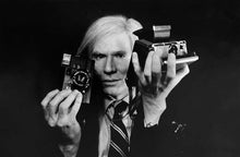 Load image into Gallery viewer, Andy Warhol with Cameras by Christopher Makos, Black and White Photography of Artist
