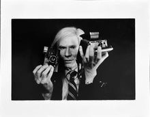 Load image into Gallery viewer, Andy Warhol with Cameras by Christopher Makos, Black and White Photography of Artist
