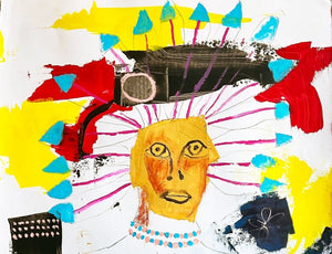 Indian Chief by African American artist Bai, Contemporary Art on Paper