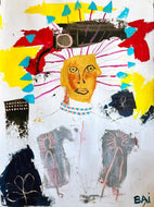 Indian Chief by African American artist Bai, Contemporary Art on Paper