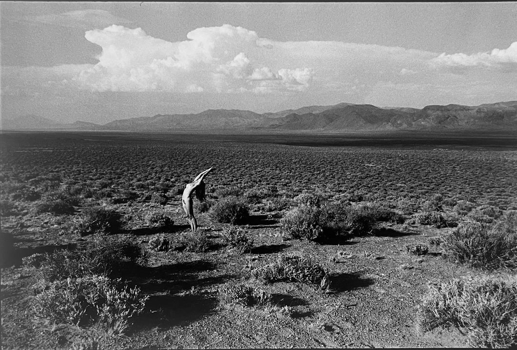 Kate #12, Kate Series, Vintage Black and White Photograph of Yogini in Open Field by Leonard Freed