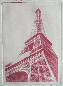 Eiffel Tower II by Roberta Fineberg, Paris, Pink Art and Design Print