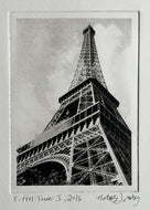 Eiffel Tower I by Roberta Fineberg (RF), A Black and White Monoprint, produced on an etching press by the artist