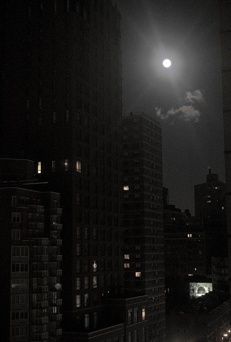 Snow Moon and Cloud, New York City by Roberta Fineberg, Night Photography