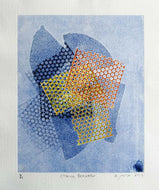 Chance Encounter by a.muse, a Photopolymer Monoprint, is an Abstract Work on Rag Paper.