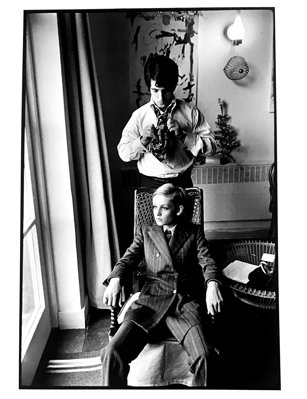 Twiggy, London, England, Black and White Photography 1960s of Pop Star and Her Agent by Burt Glinn