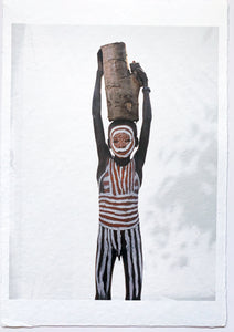 Little Surma Boy, Tribal Child Ethiopia, Africa, 1990s Color Photography on Japanese Paper by Jean-Michel Voge