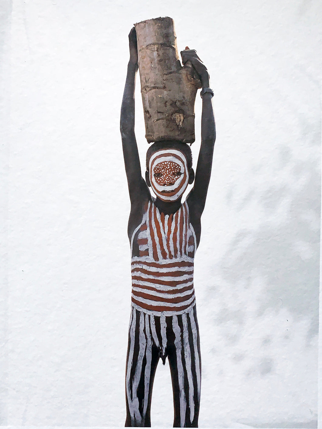 Little Surma Boy, Tribal Child Ethiopia, Africa, 1990s Color Photography on Japanese Paper by Jean-Michel Voge