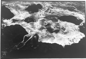 Kate #14, Female Nude Series, Black and White Vintage Photograph of Couple by the Sea