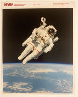 NASA Astronaut Bruce McCandless Untethered Spacewalk 1980s, Color Photo on Kodak paper