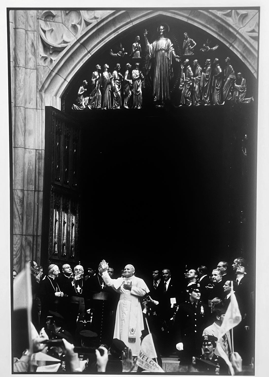 Pope John Paul II, Black and White Photograph at St Patrick's Cathedral New York 1970s by Burt Glinn
