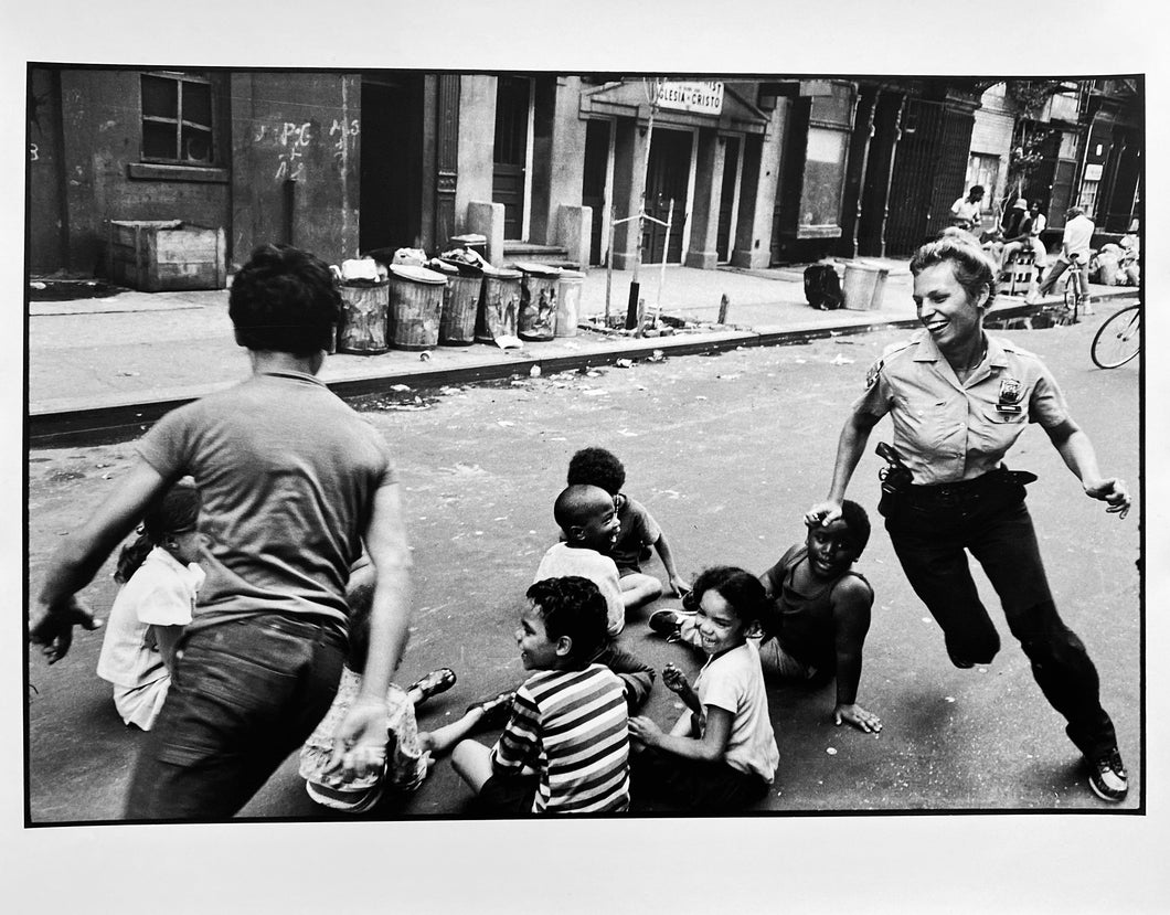 Policewoman Playing Tag by Leonard Freed, New York City Police Series Black-and-White Photographs 1970s