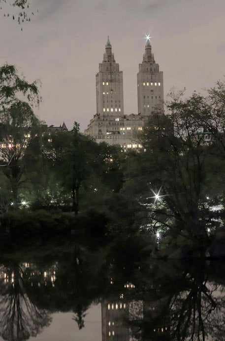 Twin Greek Temples (Night) by Roberta Fineberg, After Dark in New York City