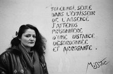 Load image into Gallery viewer, Miss Tic in Paris by Roberta Fineberg,  Black-and-White Portrait of Contemporary French Woman Graffiti Artist
